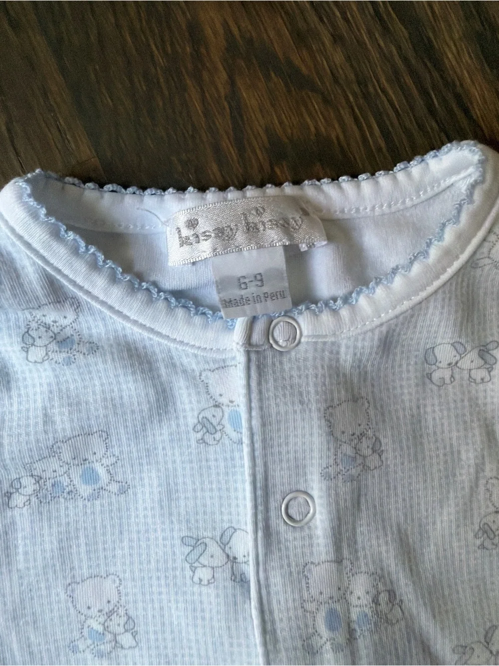 Kissy Kissy Baby Short Sleeve Rompers Set in Light Blue and White 2pc